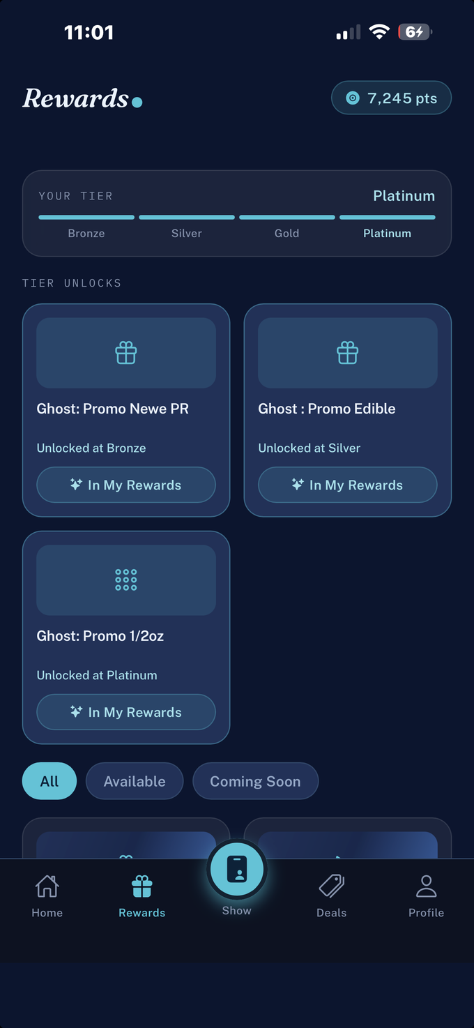Rewards: tier progress and what each tier unlocks.