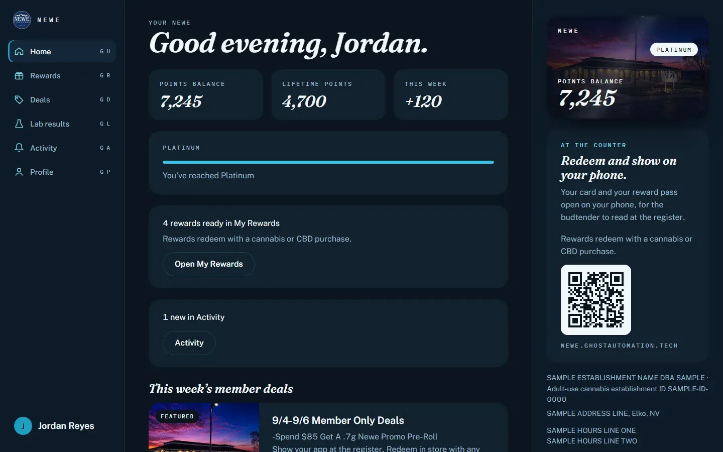 Newe's desktop site.
